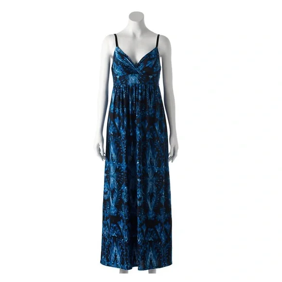 chinese dress ladies Derek Heart Junior's Strappy Maxi Dress with Side Suits and Solid Waist  Tie, Blue Depth, L at Amazon Women's Clothing store